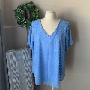 Zenana blue swiss dot blouse